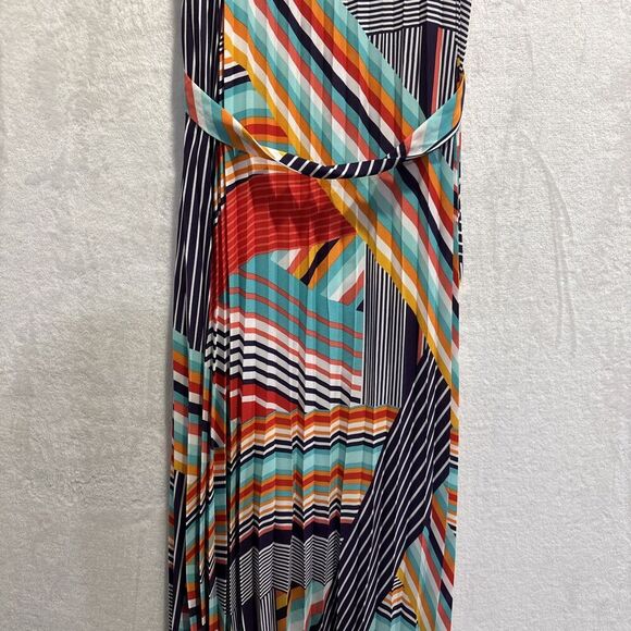Skies Are Blue Pleated Multi-Color Spaghetti Strap Maxi Dress Women's Size Small - Picture 3 of 13